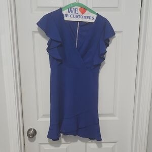 Crystal Doll Royal Blue Ruffle Mini Dress